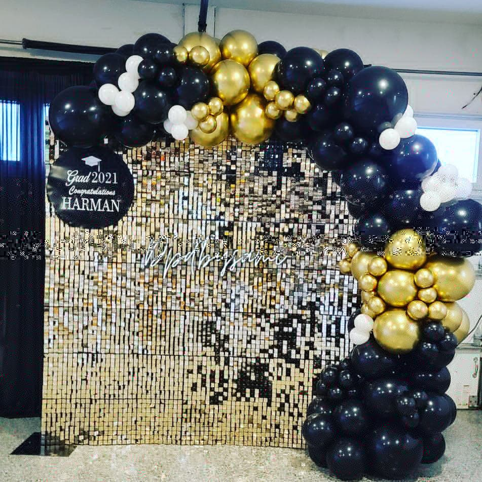 black and gold balloon decorations