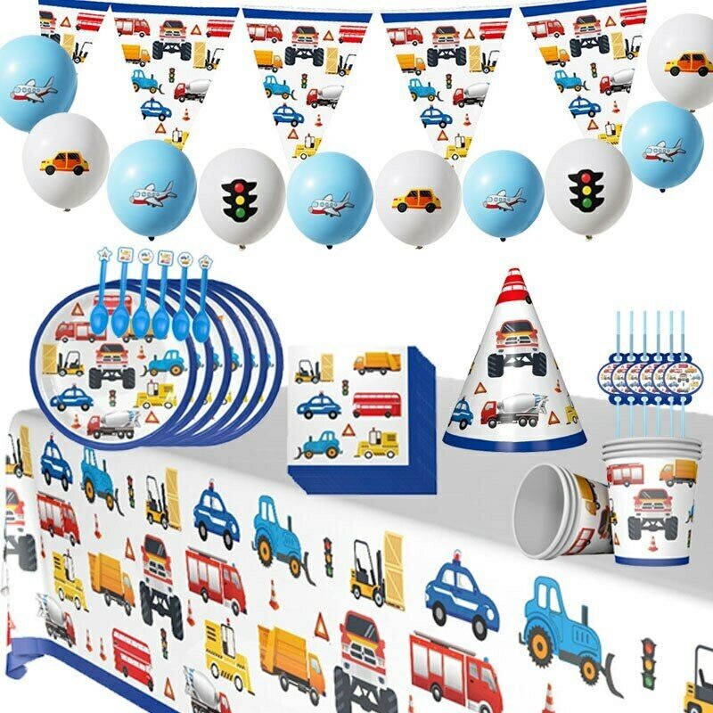 Construction Engineering Vehicle Party Tableware