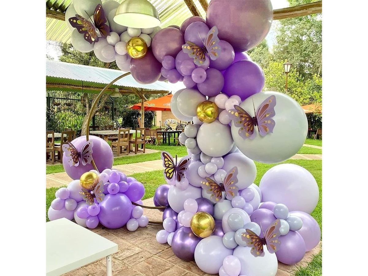Purple Butterfly Baby Girl Balloon Garland