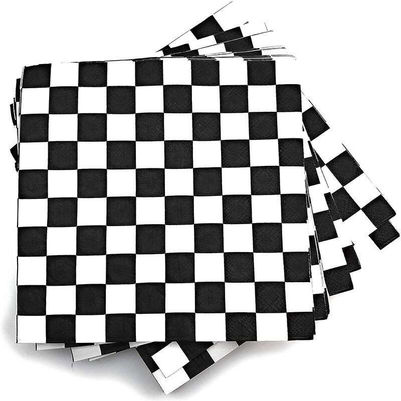 black white checker napkins