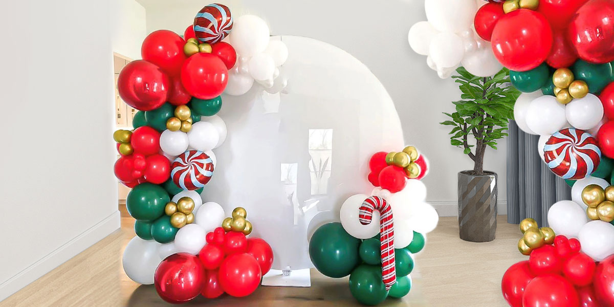 Christmas Balloon Garland Arch Kit Red White Candy Balloon Party Decoration 93pcs