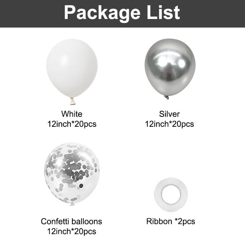 Silver White Confetti Balloons