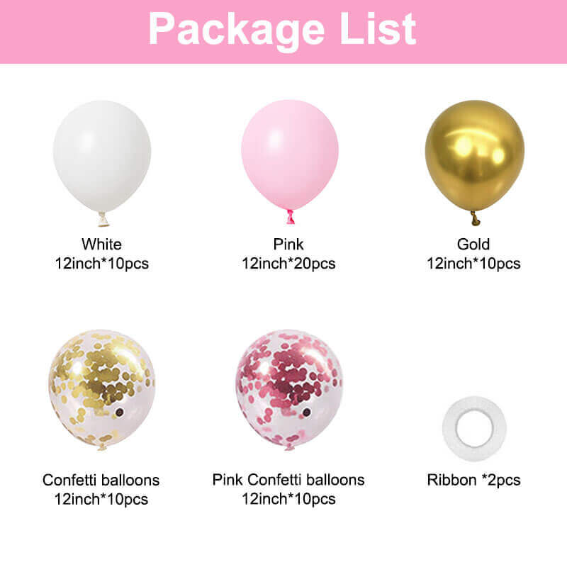 Pink Gold Confetti Latex Balloons