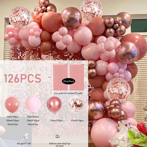 package list of rose gold pink balloons