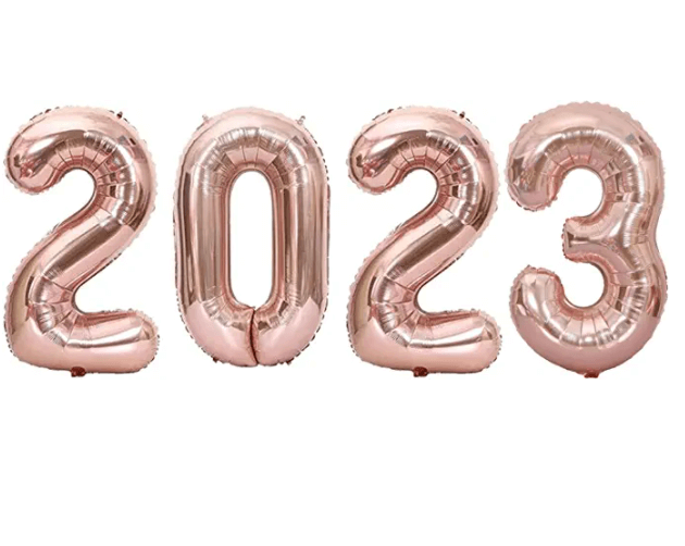 2023 rose gold balloons