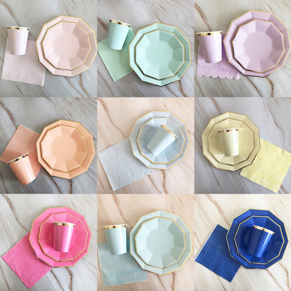 pastel disposabla tableware set