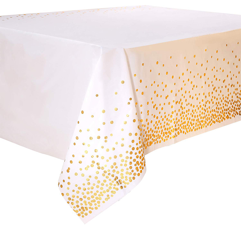 white and gold tablecloth