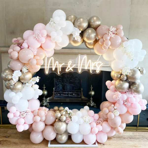 white pink balloon arch wedding arch decoration