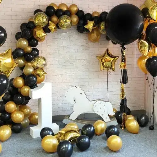 Black And Gold Balloon Garland