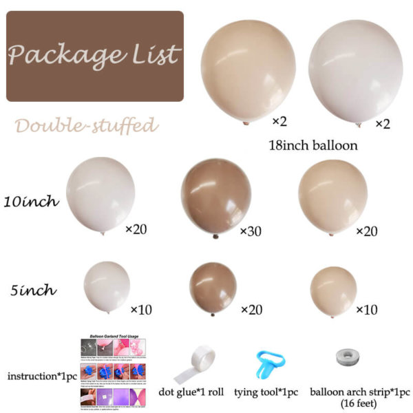 package list of Brown Apricot Balloon Garland