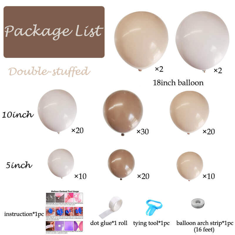 package list of Brown Apricot Balloon Garland