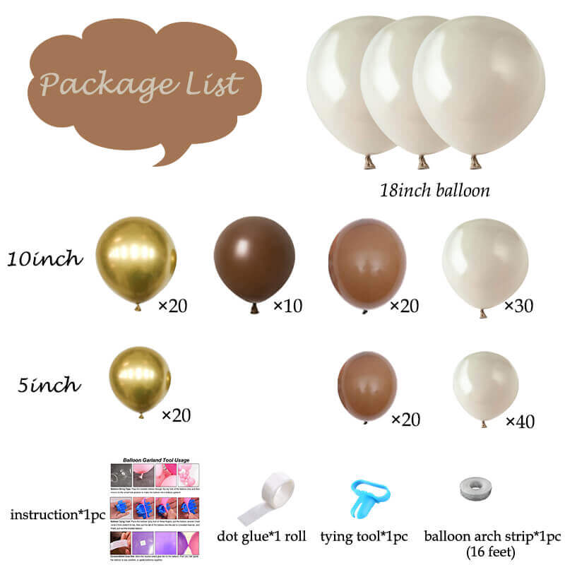 package list of Brown Coffee Balloon Garland