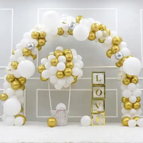 White And Gold Balloon Garland