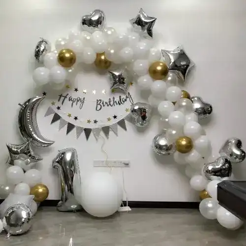 White And Silver Balloon Garland