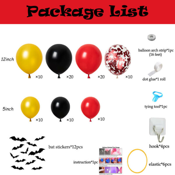 package list of bat halloween balloons decorations