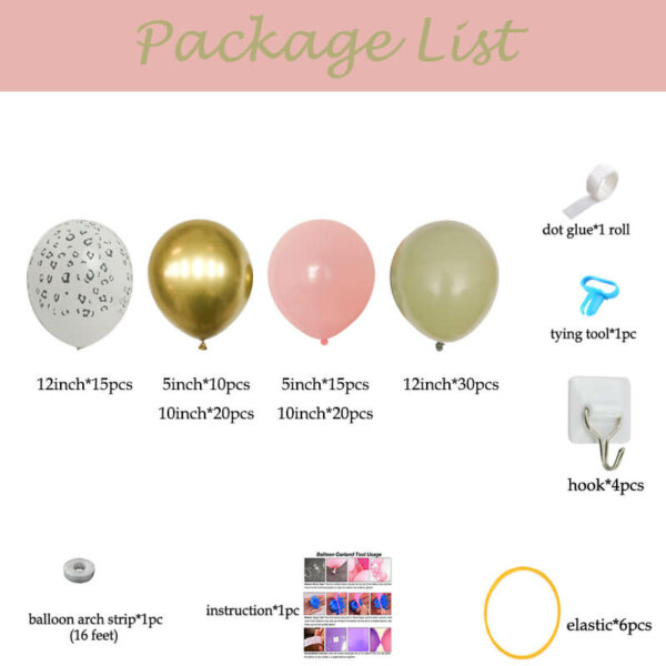 package list of safari balloon arch kit