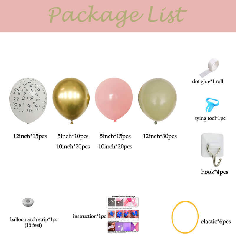 package list of safari balloon arch kit