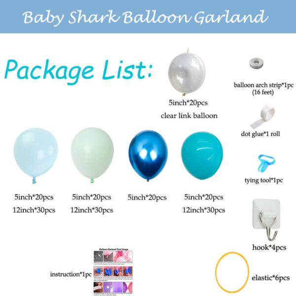 package list of baby shark balloon garland