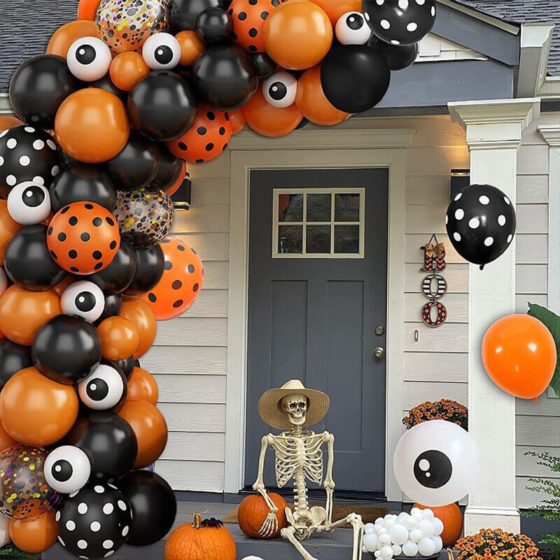 orange and black halloween party decorations