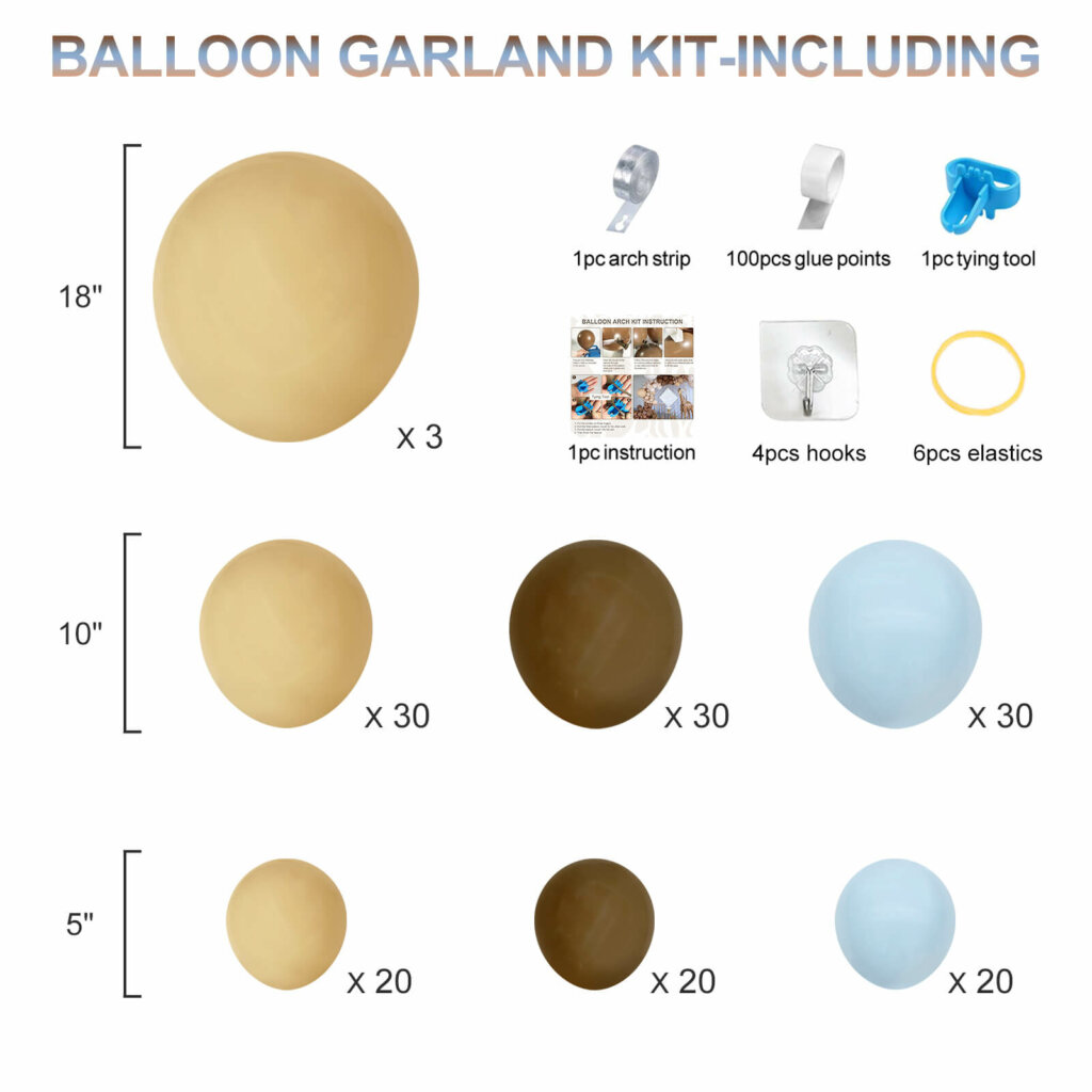 package list of blue baby shower balloon garland kit