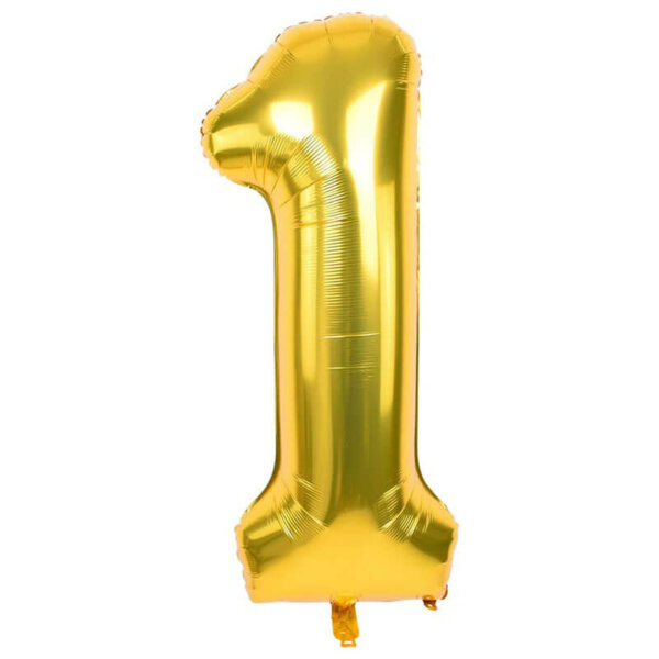 gold 1 number balloon