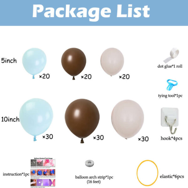 package list of baby boy balloon arch kit