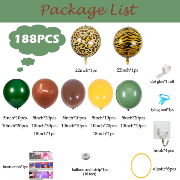 package list of jungle safari balloon garland