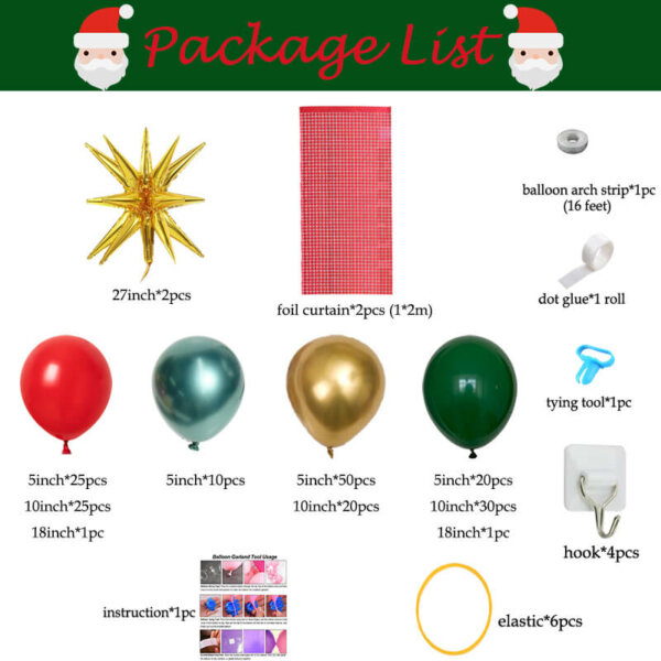 package list of christmas balloon garland arch