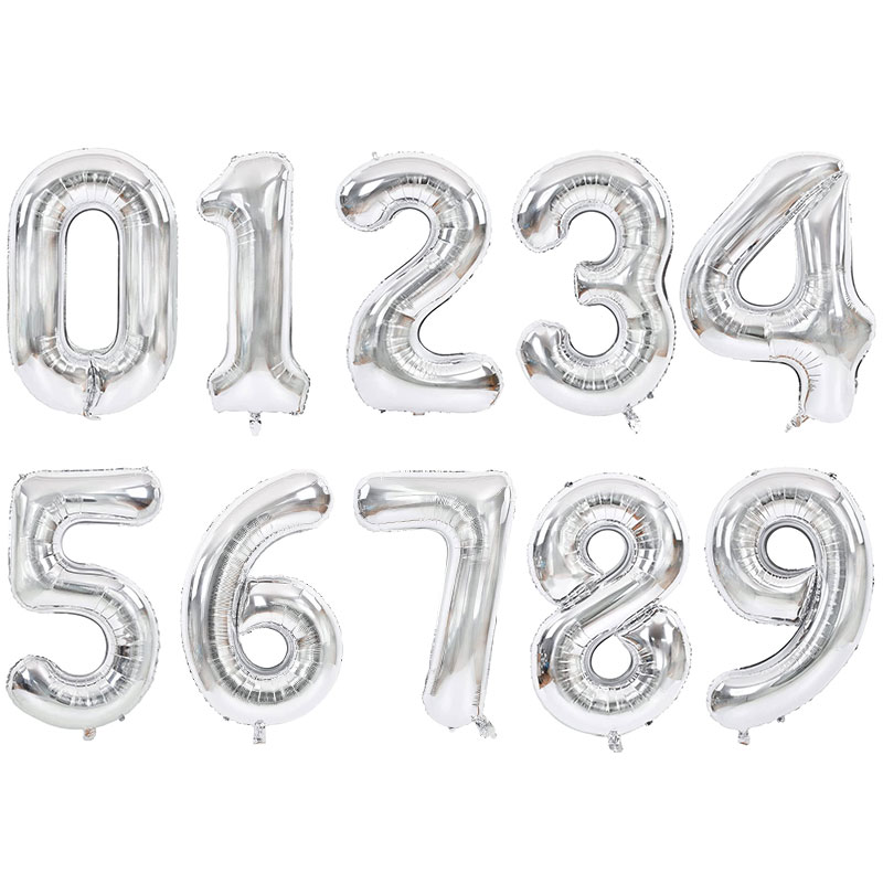 silver number balloon