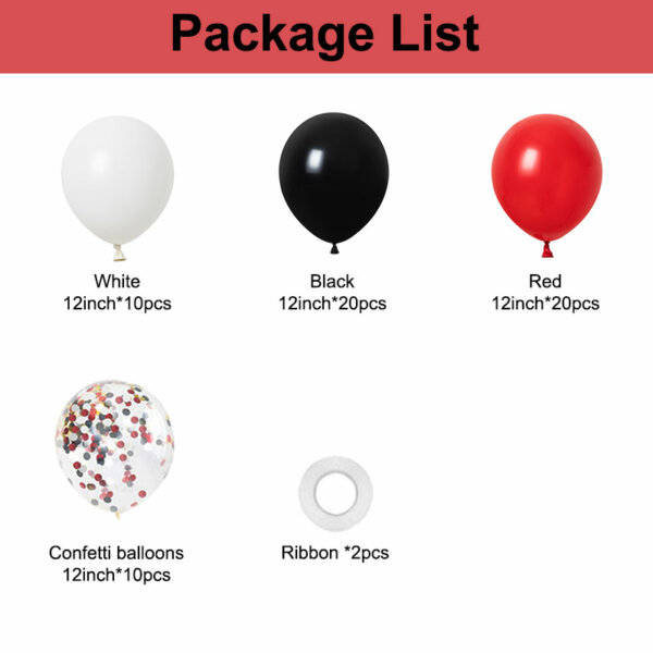 Red Black white Balloons Kit