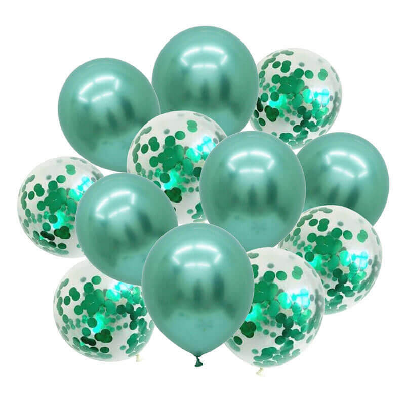Green Metallic Balloons and Confetti Balloons