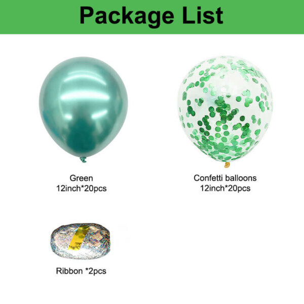 Metallic Green Balloons and Confetti Balloons