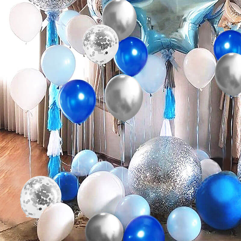 Blue Sliver Confetti Balloons