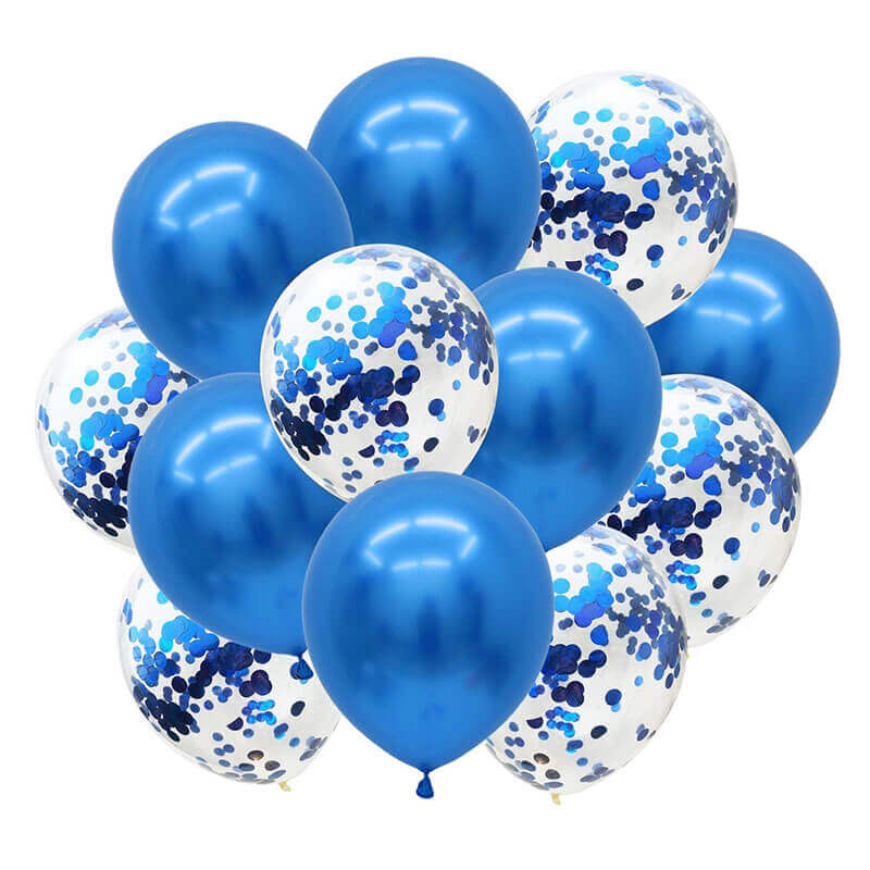Blue Metallic Balloons and Confetti Balloons