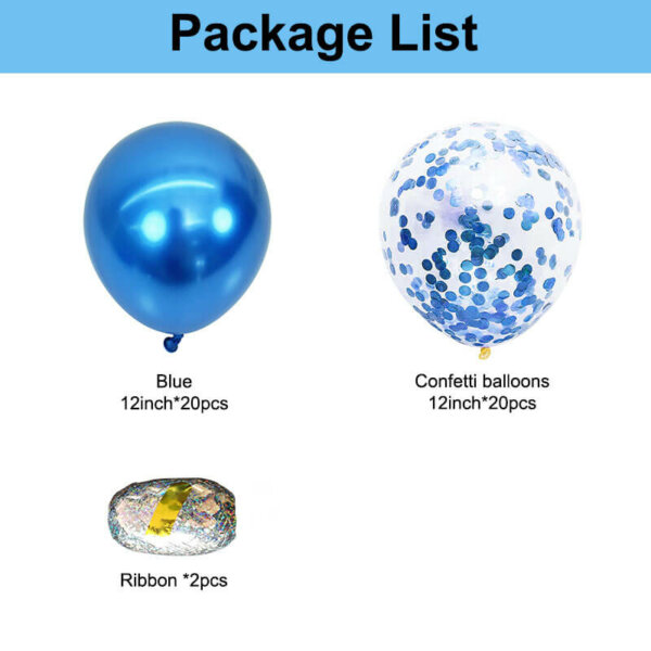 Blue chrome Balloons and Confetti Balloons