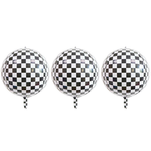 black and white checkered balloons