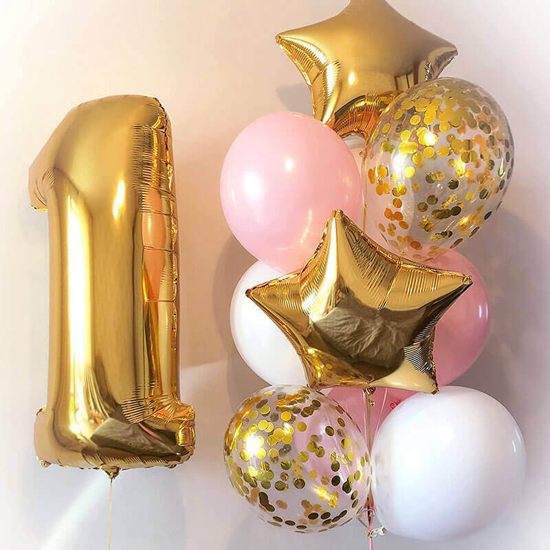 Balloons with Gold Confetti