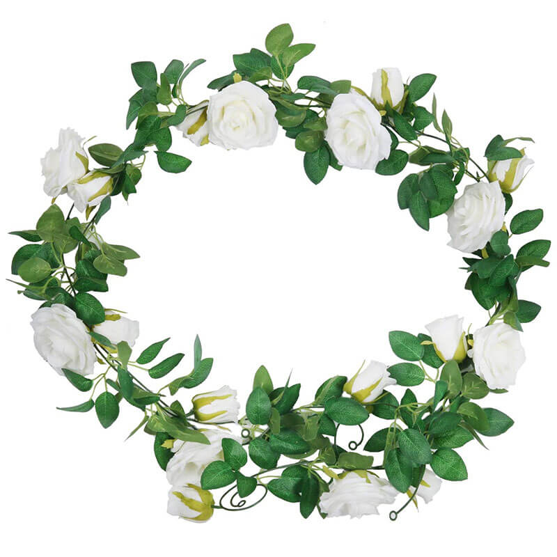White Artificial Rose Flower Garlands