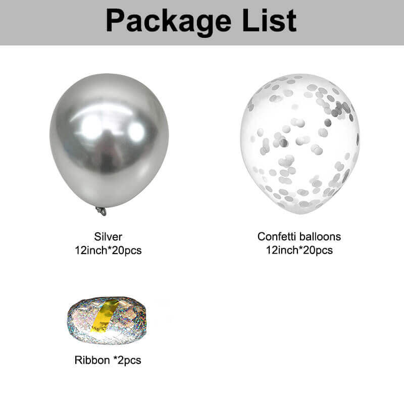 Latex Helium Chrome Silver Balloon
