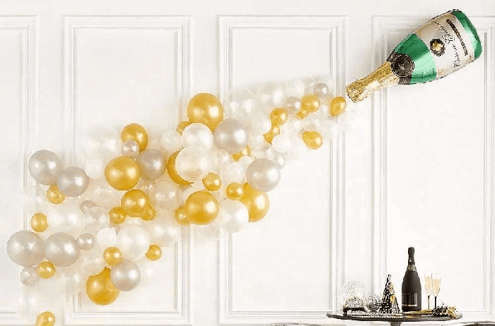 balloons champagne bottle decorations