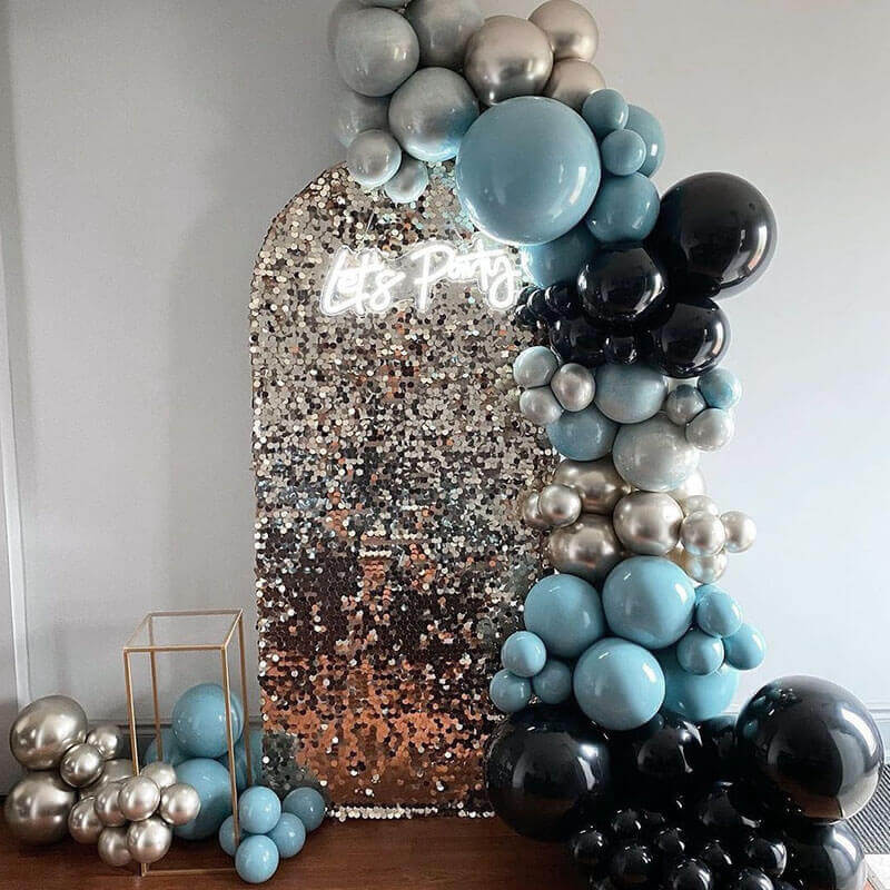 black and blue balloons