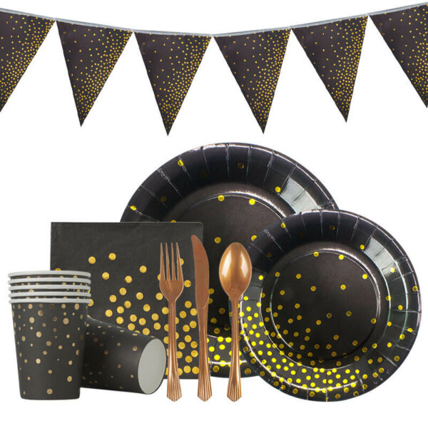 Black Gold Party Tableware
