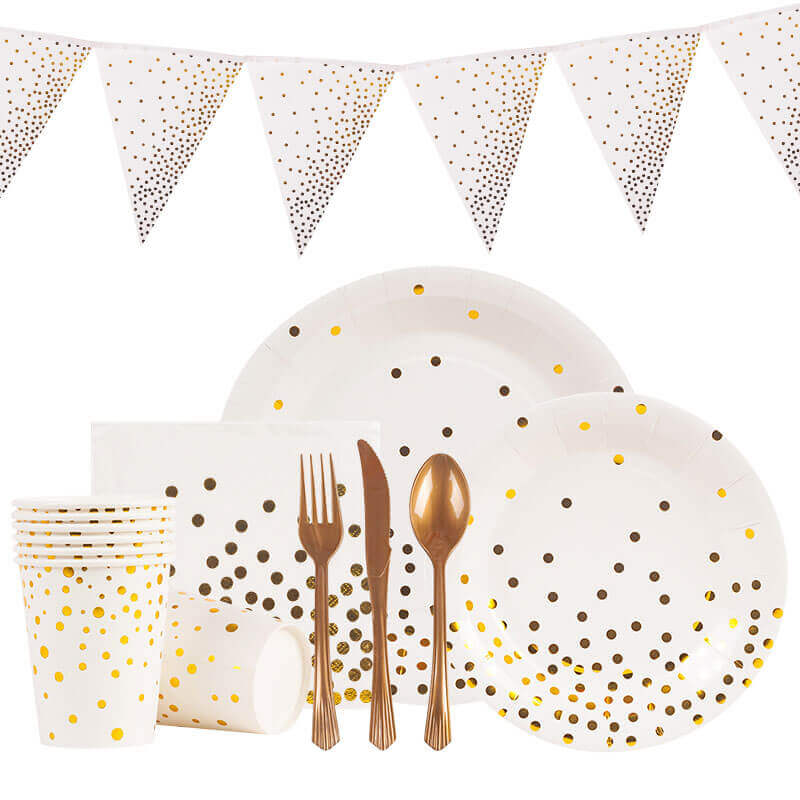 white gold party dinnerware