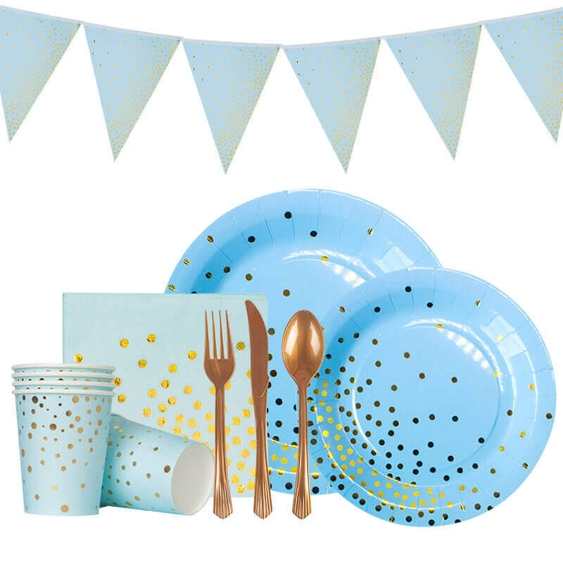 Blue Gold Party Tableware